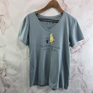 Life Is Good T Shirt Womens Medium Blue Pooh Piglet Short Crusher V Best Things